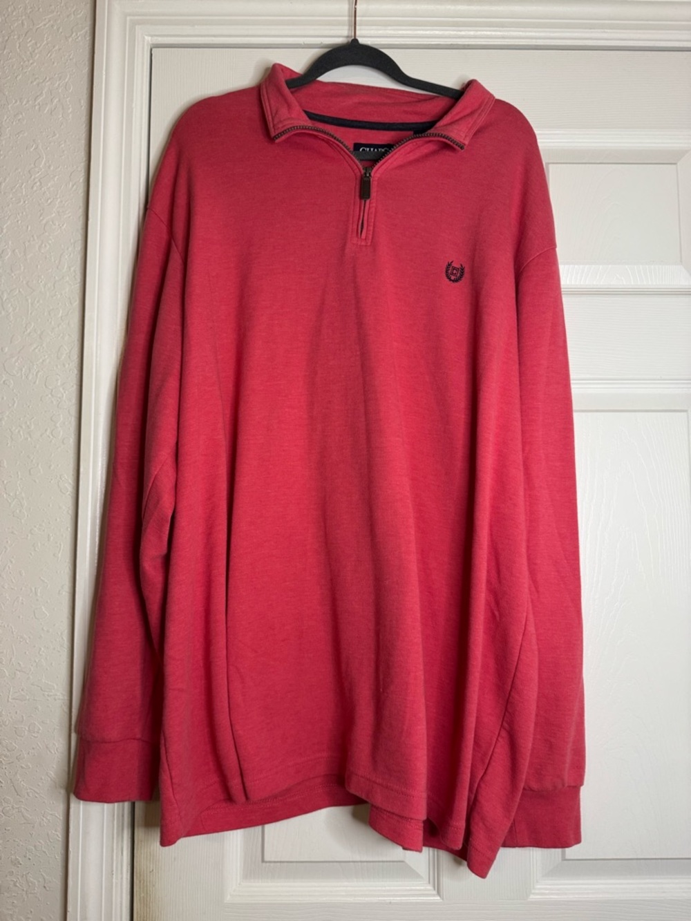Chaps Coral Zip-Front Pullover with Contrast Trim